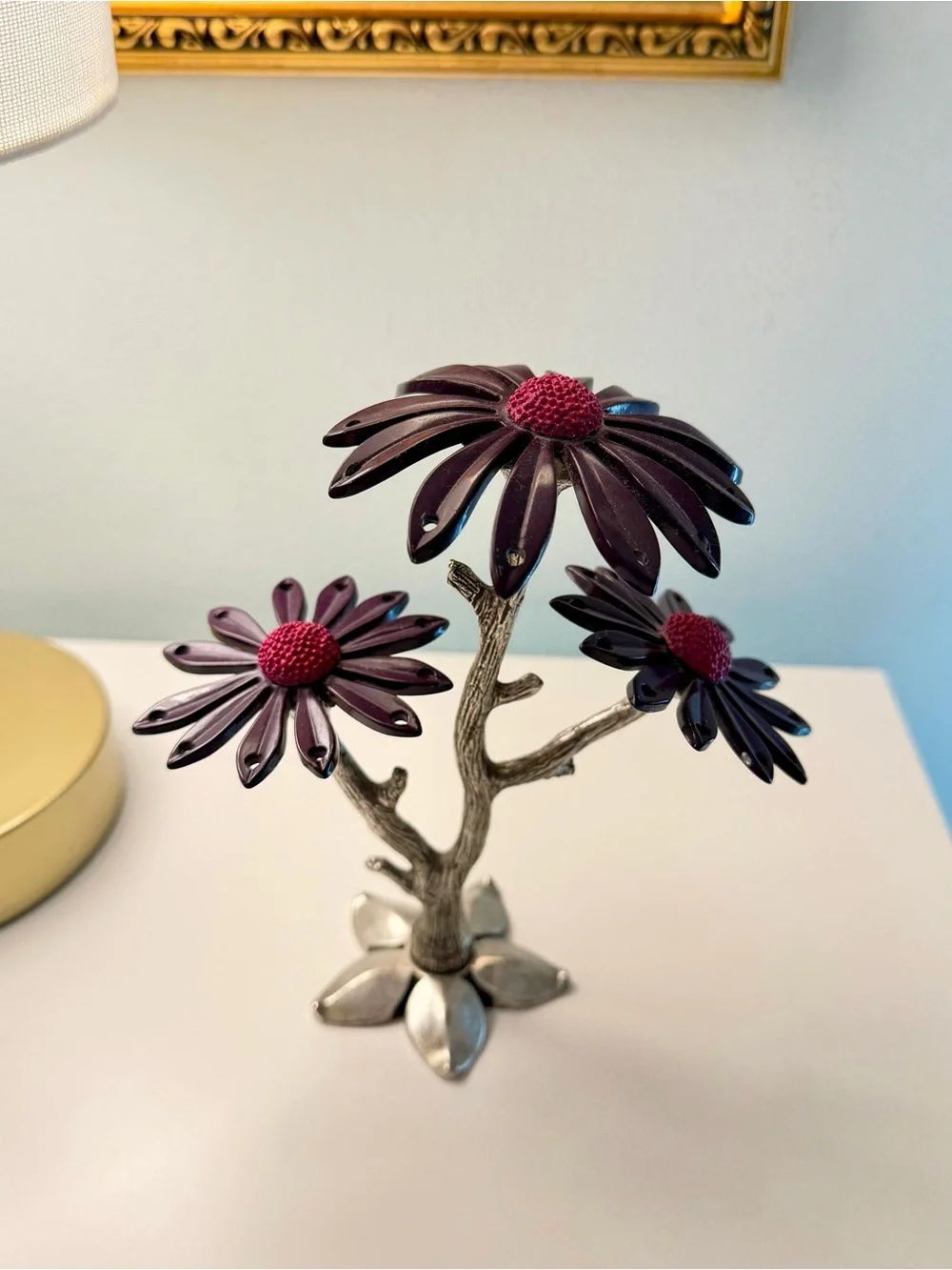 Lucky Brand • Purple & Magenta Floral Metal Earring Stand Holder